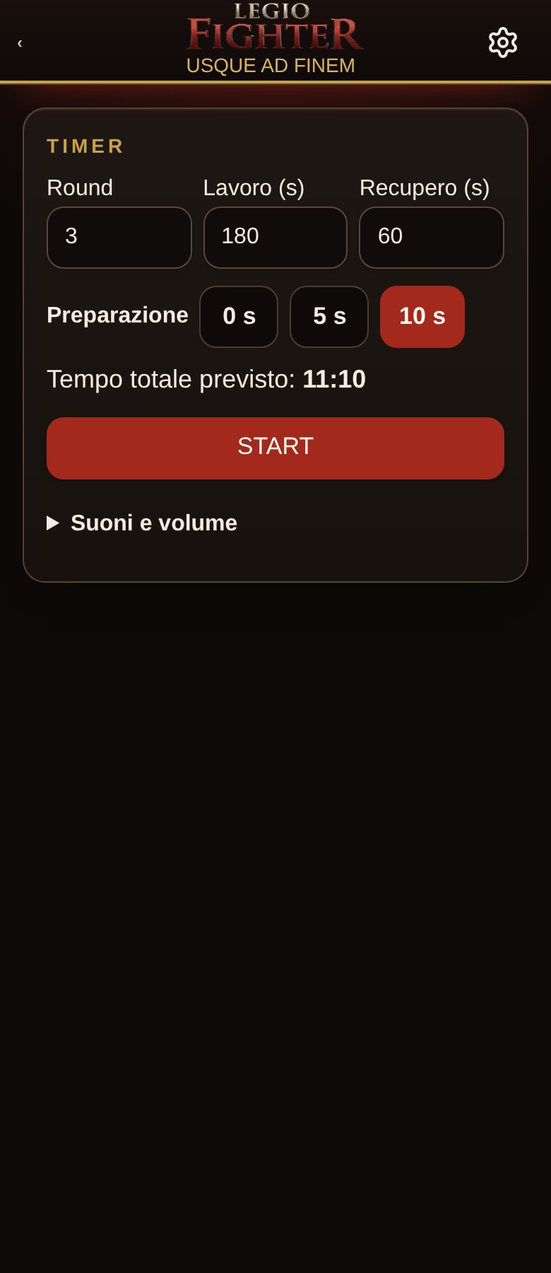 FIGHTER · Timer round — schermata dimostrativa dell’interfaccia reale